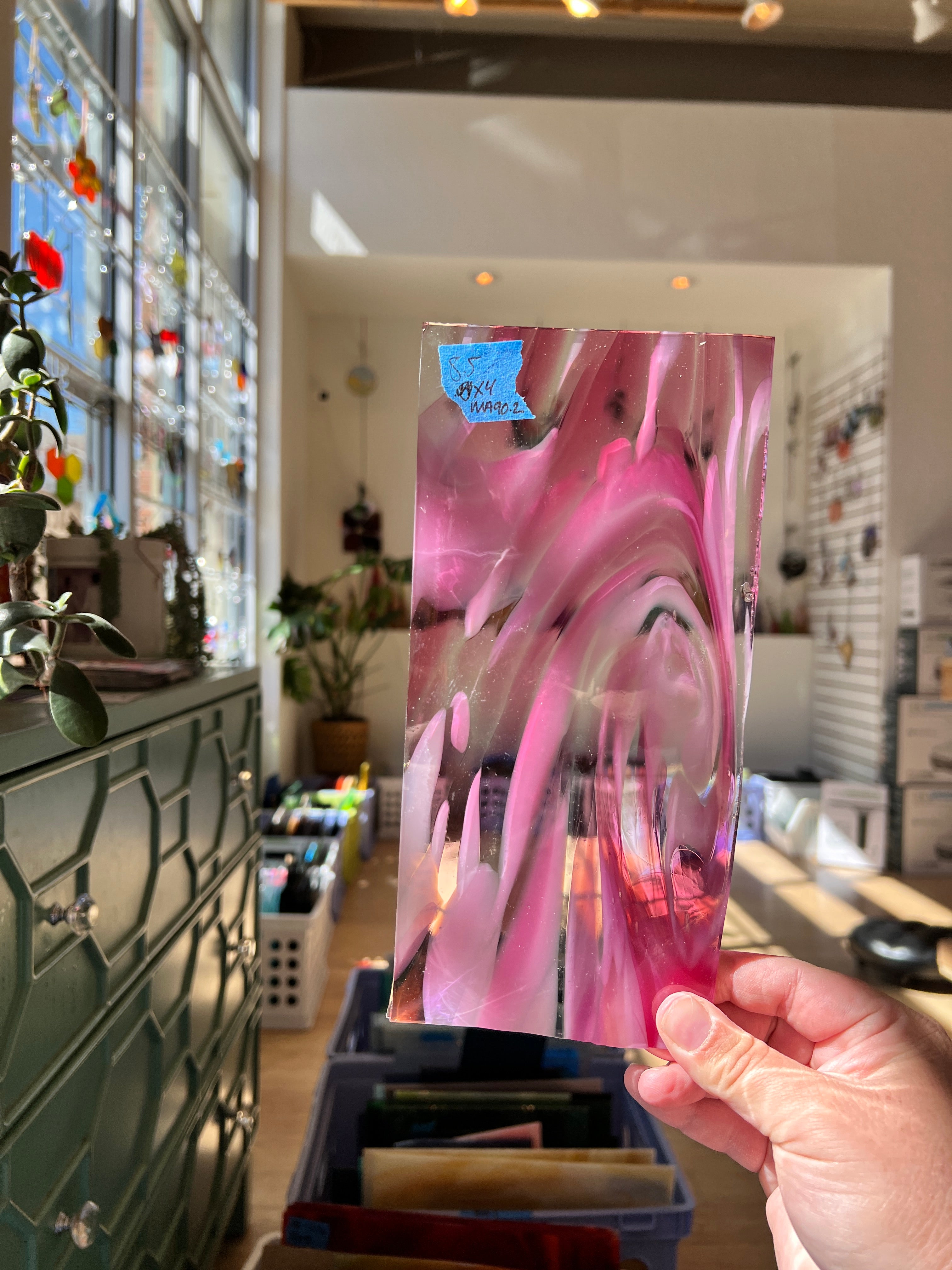 Rose Bud Swirl COGW by Monarch Glass Studio Sheet Glass Colorado Glass Works 8.5"x4" (MA90.2)  