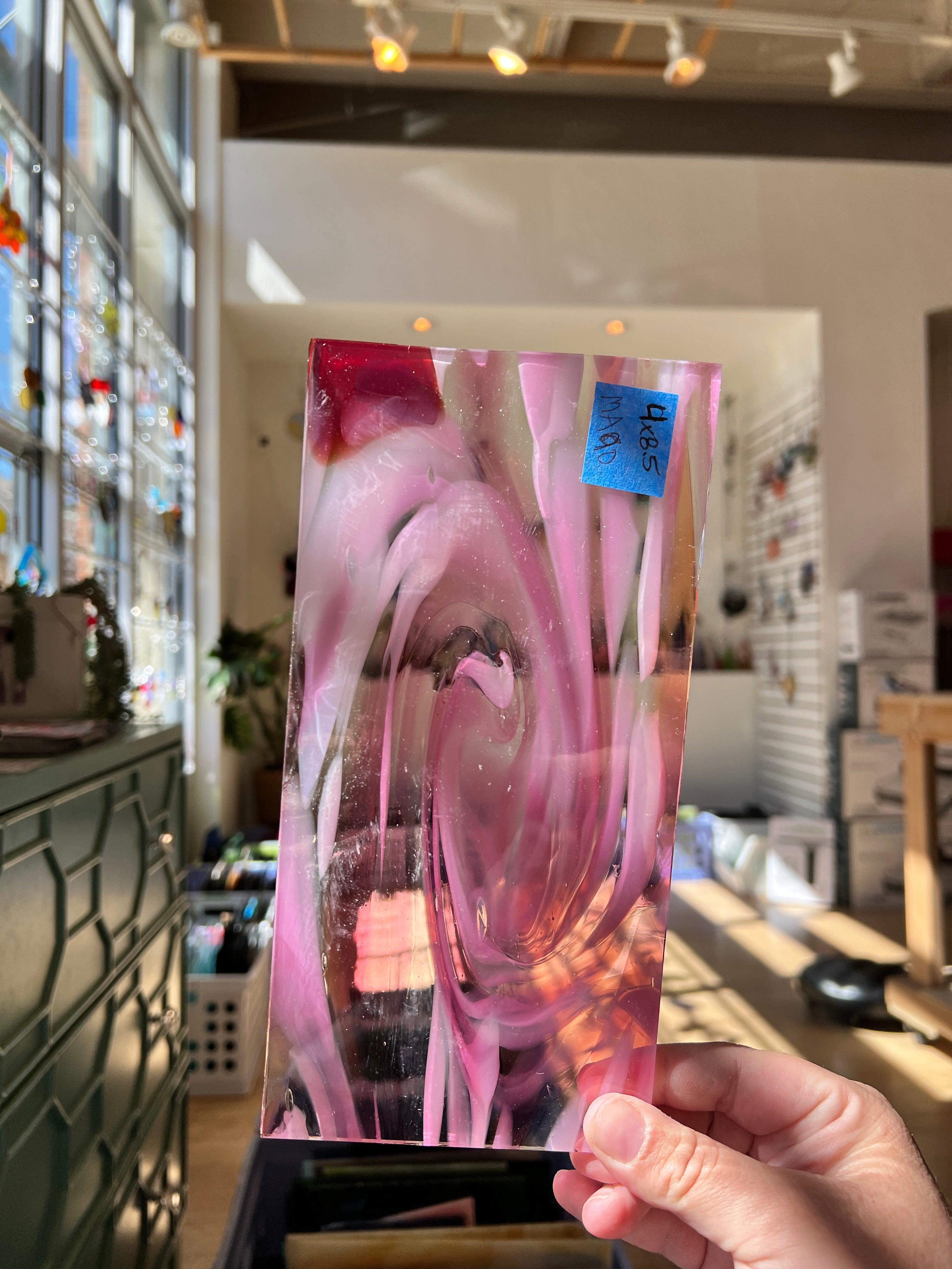 Rose Bud Swirl COGW by Monarch Glass Studio Sheet Glass Colorado Glass Works 4"x8.5" (MA90)  