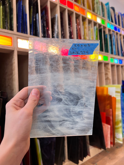 Clear and White Wispy Sheet Glass Colorado Glassworks