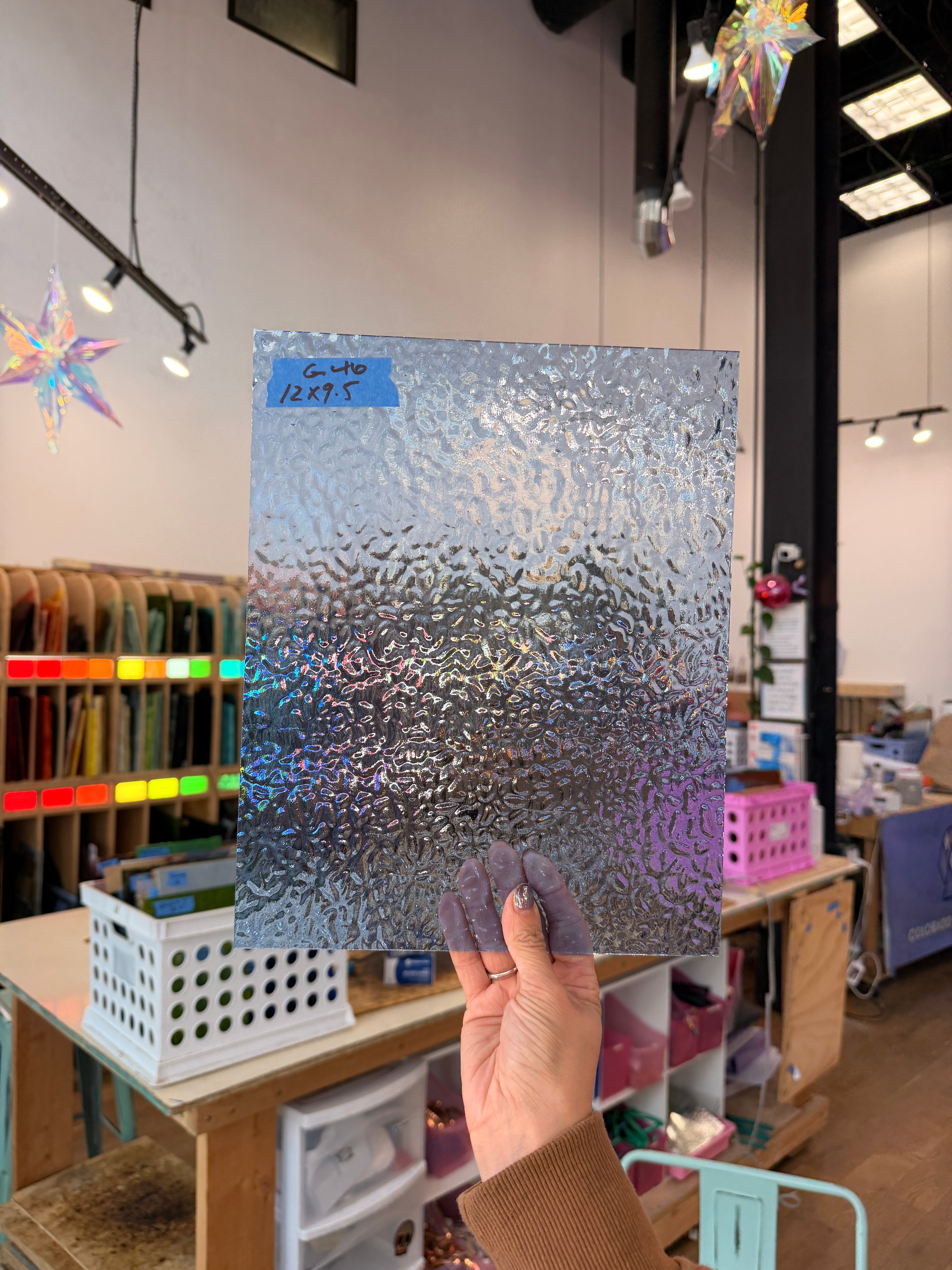 Princess Blue English Muffle Sheet Glass Colorado Glassworks