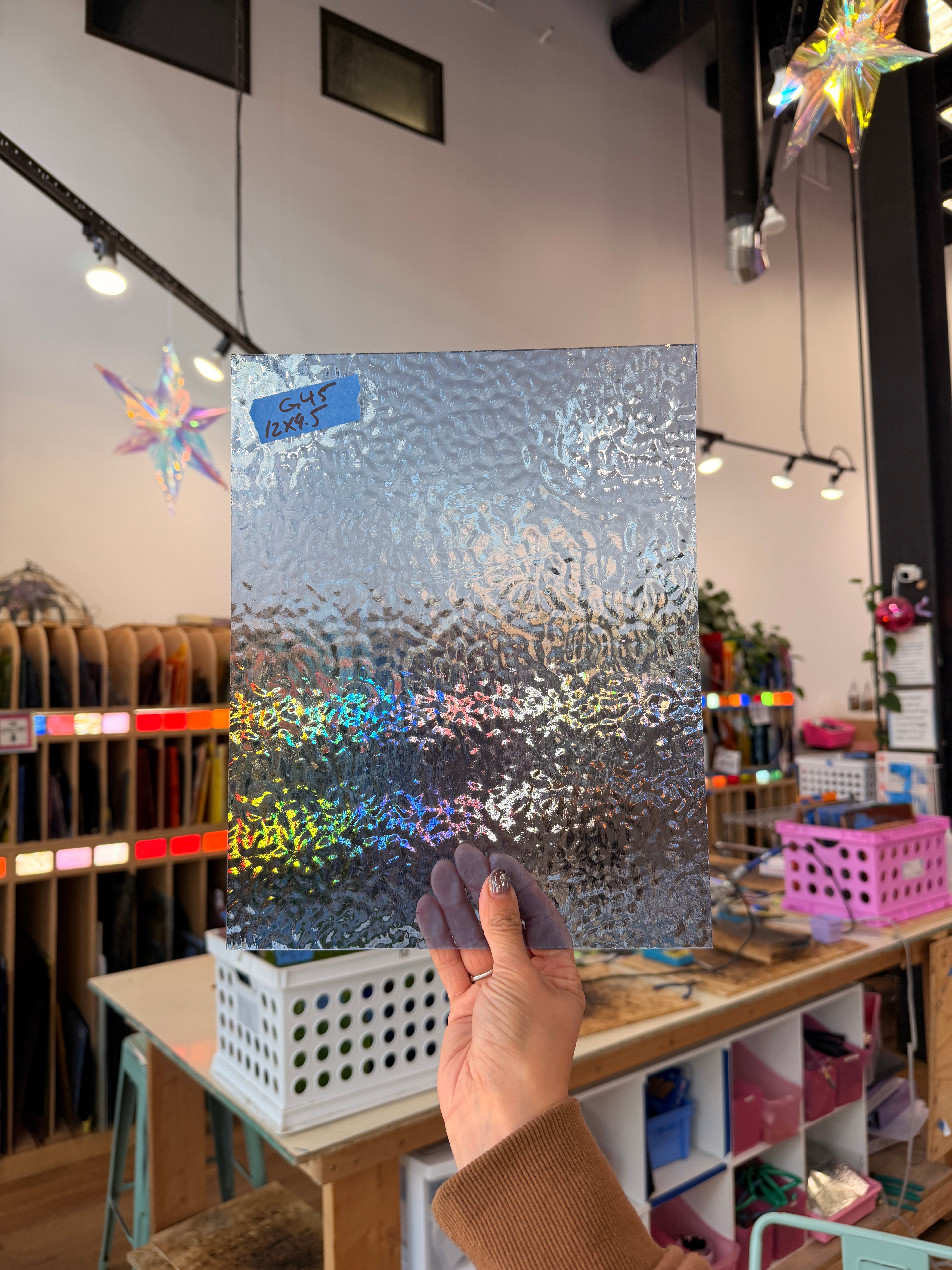 Princess Blue English Muffle Sheet Glass Colorado Glassworks