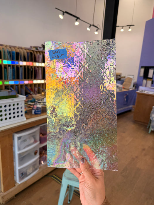 NEW! Clear Iridescent Lace Clear Transparent Sheet Glass Colorado Glassworks