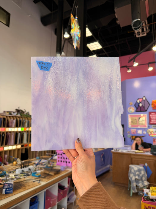 Glascadia White Petal Pink Opal Neo-Lavender Shift Transparent Double Roll Fusible 90 COE Sheet Glass Colorado Glassworks