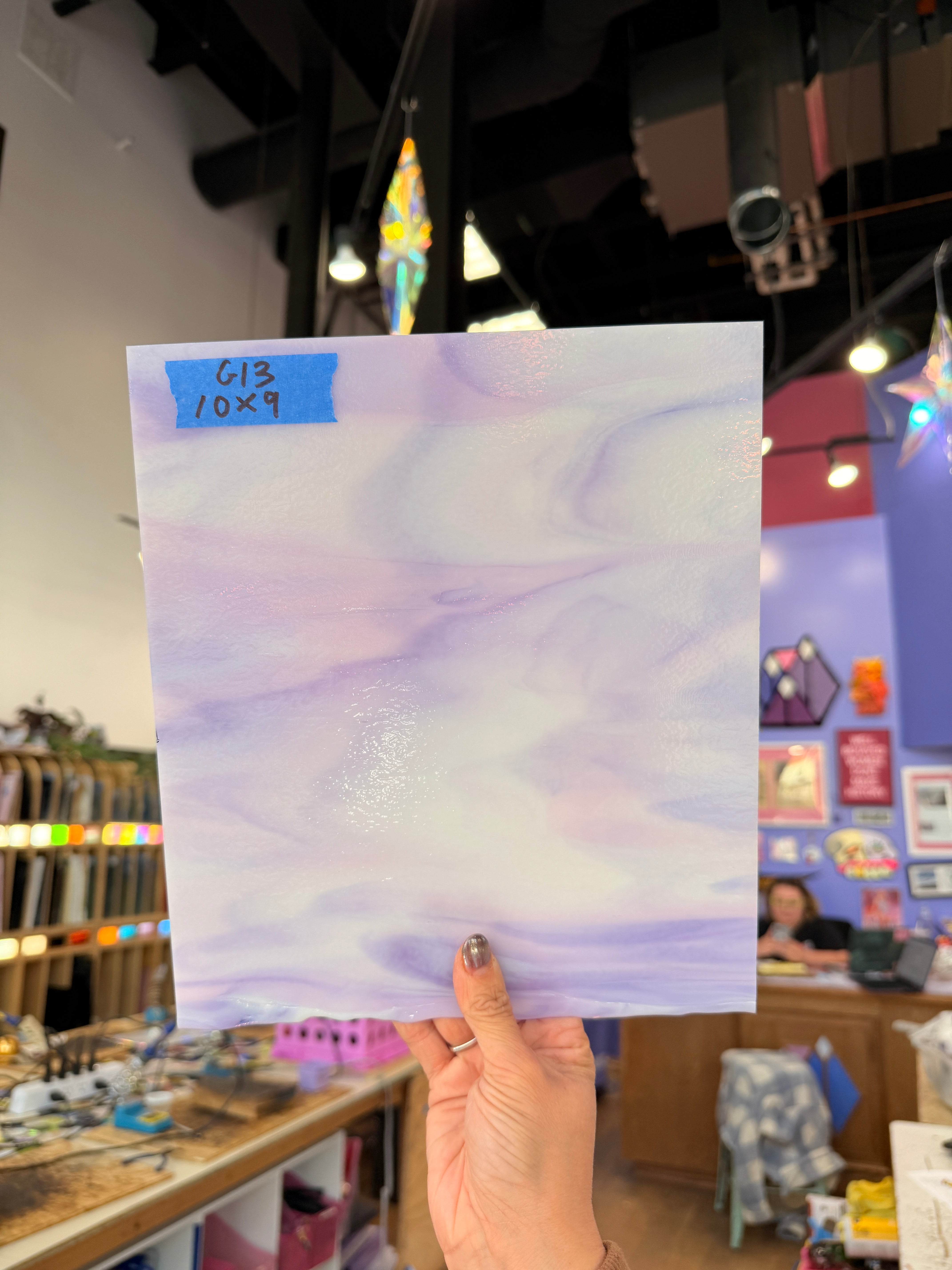 Glascadia White Petal Pink Opal Neo-Lavender Shift Transparent Double Roll Fusible 90 COE Sheet Glass Colorado Glassworks