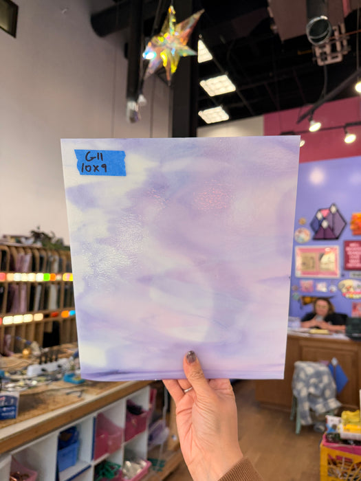 Glascadia White Petal Pink Opal Neo-Lavender Shift Transparent Double Roll Fusible 90 COE Sheet Glass Colorado Glassworks