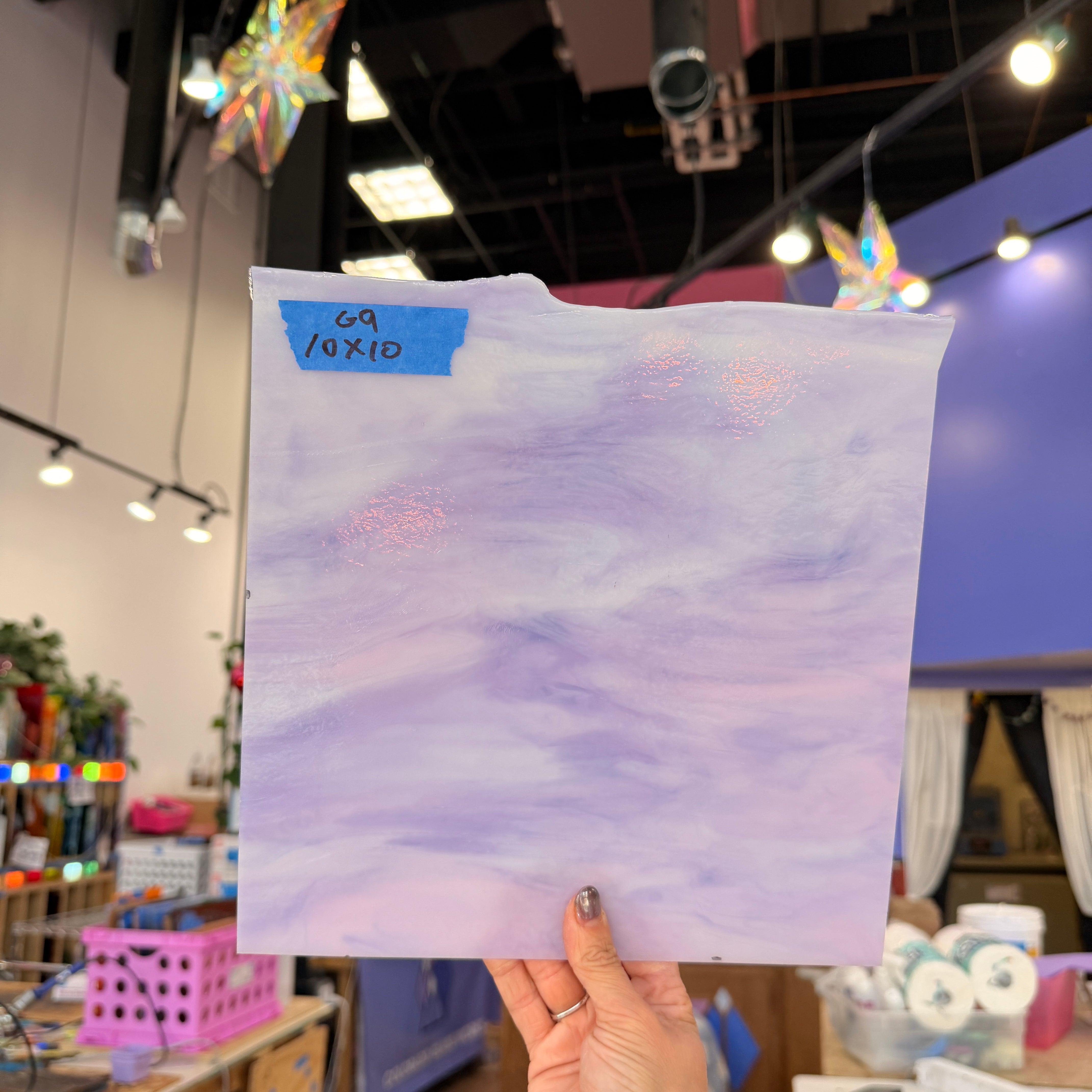 Glascadia White Petal Pink Opal Neo-Lavender Shift Transparent Double Roll Fusible 90 COE Sheet Glass Colorado Glassworks