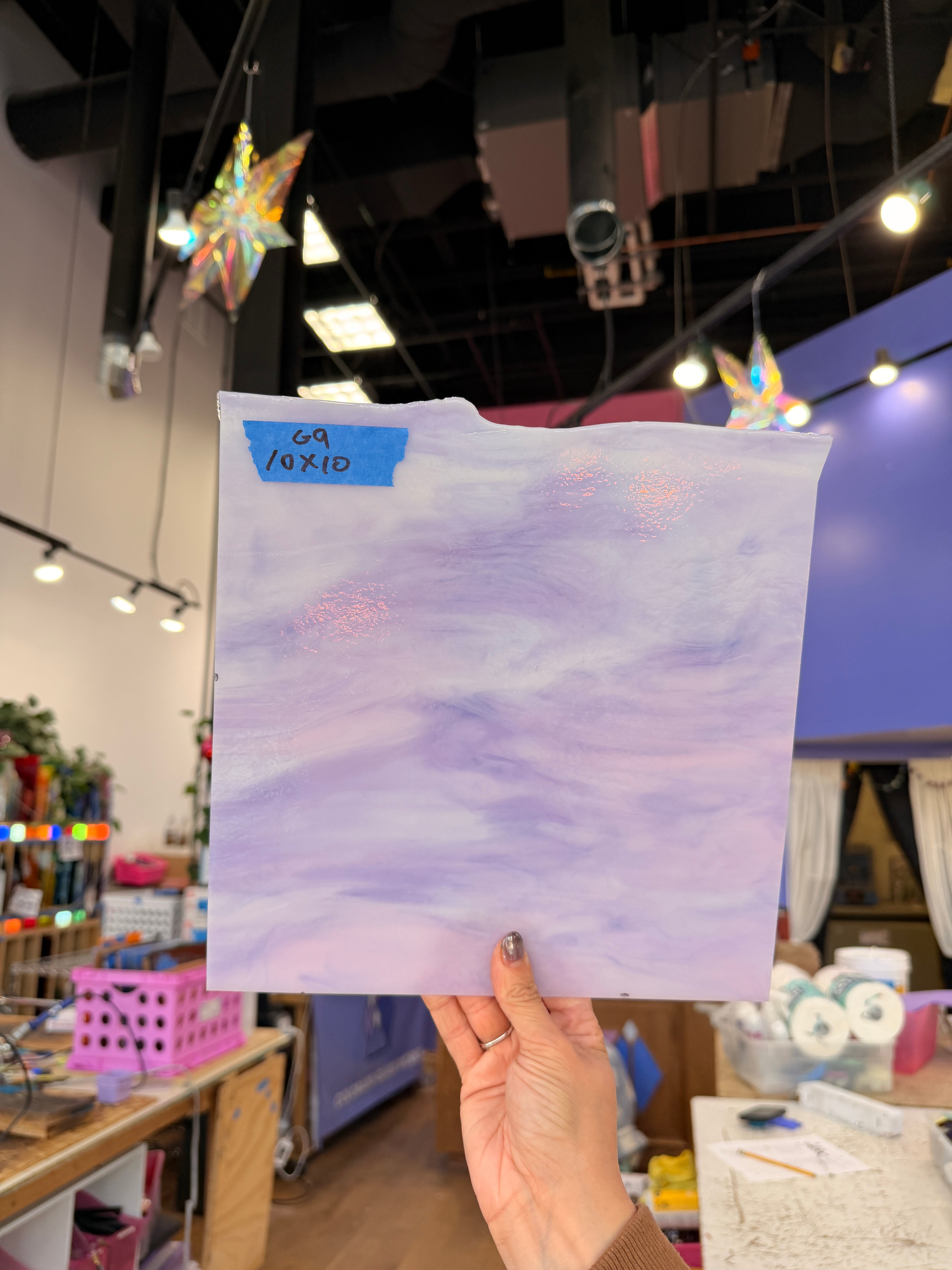 Glascadia White Petal Pink Opal Neo-Lavender Shift Transparent Double Roll Fusible 90 COE Sheet Glass Colorado Glassworks