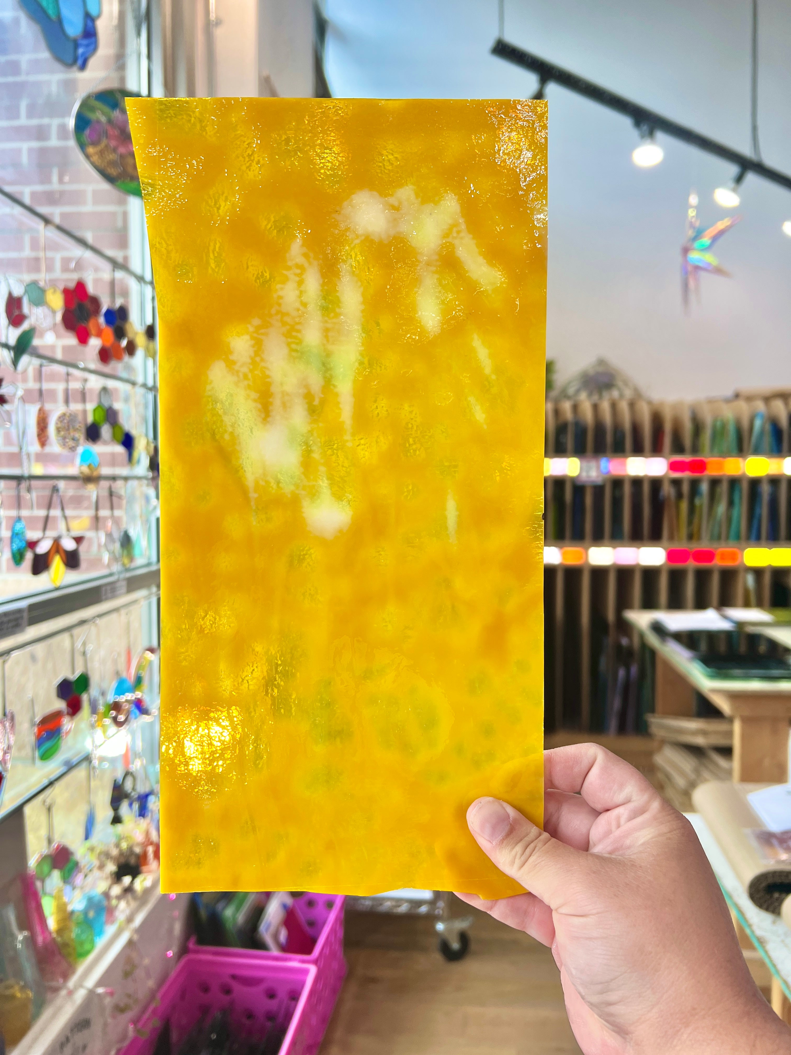 Cheesey Mottled Youghiogheny Sheet Glass Youghiogheny Glass