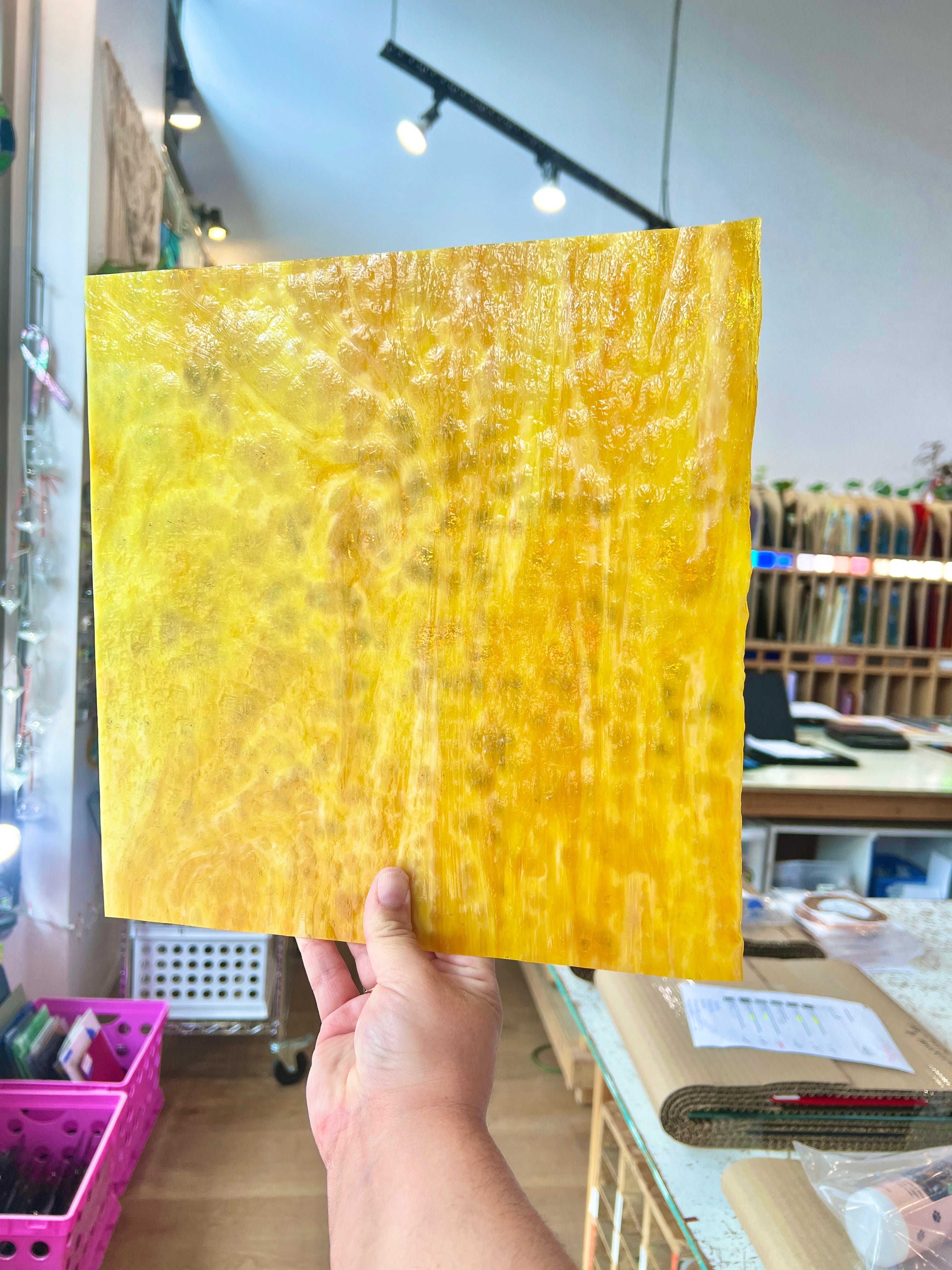 Cheesey Mottled Youghiogheny Sheet Glass Youghiogheny Glass