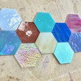 Pre-Cut Stained Glass Honeycomb/Hexagon Pieces Perfect for Stained Glass, Fusing, Mosaics and more!! Tools Colorado Glassworks