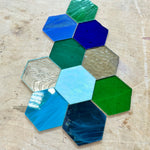 Pre-Cut Stained Glass Honeycomb/Hexagon Pieces Perfect for Stained Glass, Fusing, Mosaics and more!! Tools Colorado Glassworks