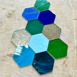 Pre-Cut Stained Glass Honeycomb/Hexagon Pieces Perfect for Stained Glass, Fusing, Mosaics and more!! Tools Colorado Glassworks