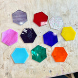 Pre-Cut Stained Glass Honeycomb/Hexagon Pieces Perfect for Stained Glass, Fusing, Mosaics and more!! Tools Colorado Glassworks Non Fusible