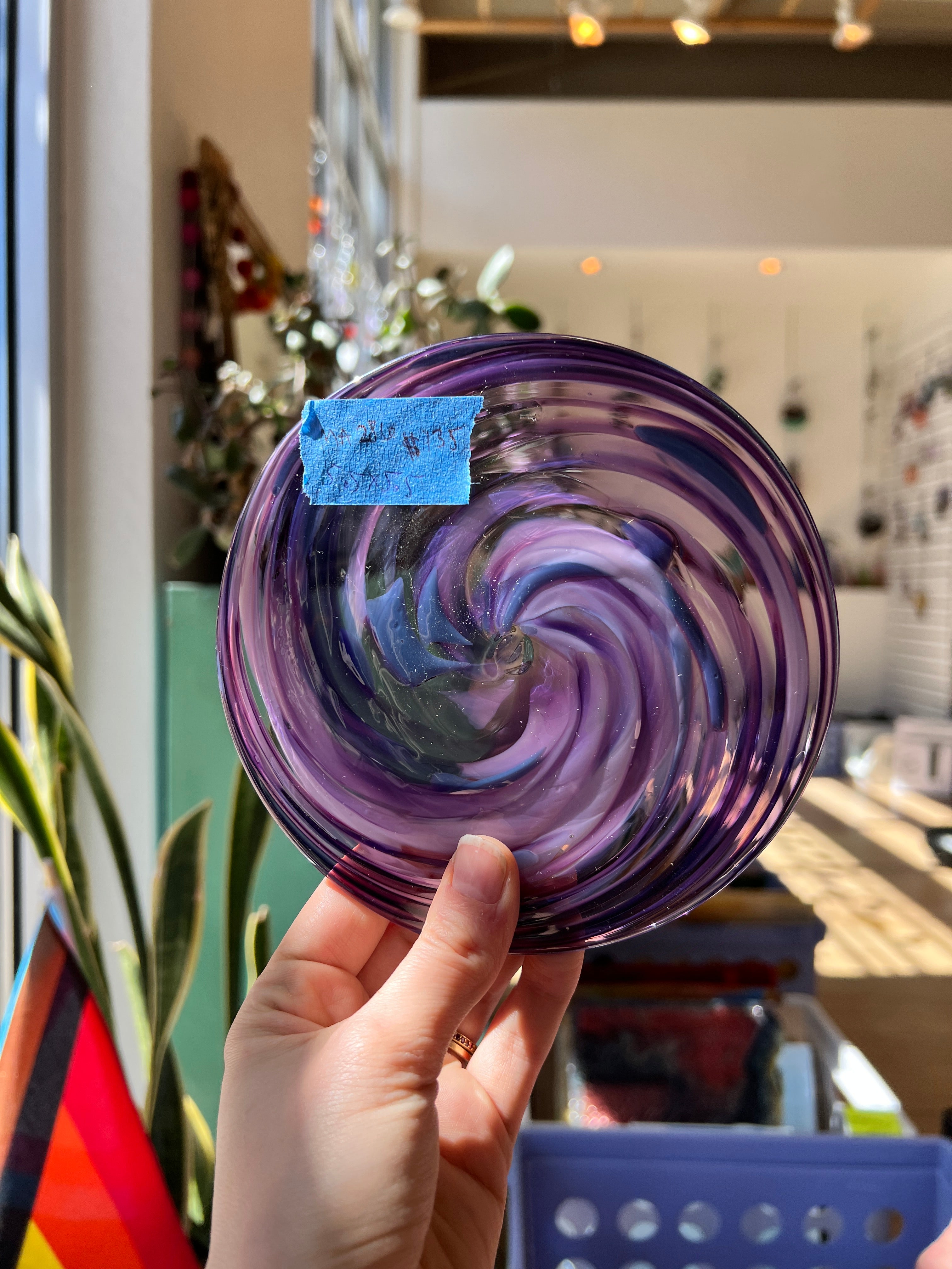 Purple Swirls Rondel COGW by Monarch Glass Studio Sheet Glass Colorado Glass Works   
