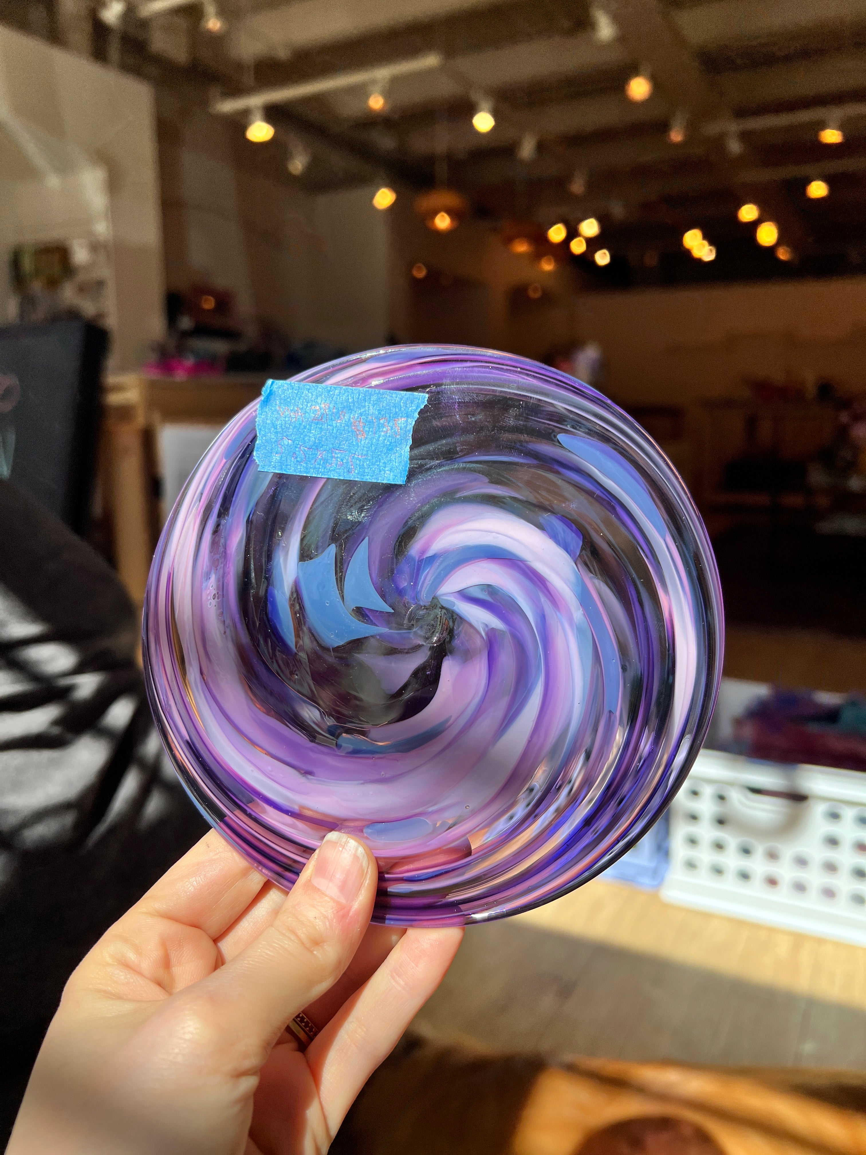 Purple Swirls Rondel COGW by Monarch Glass Studio Sheet Glass Colorado Glass Works   
