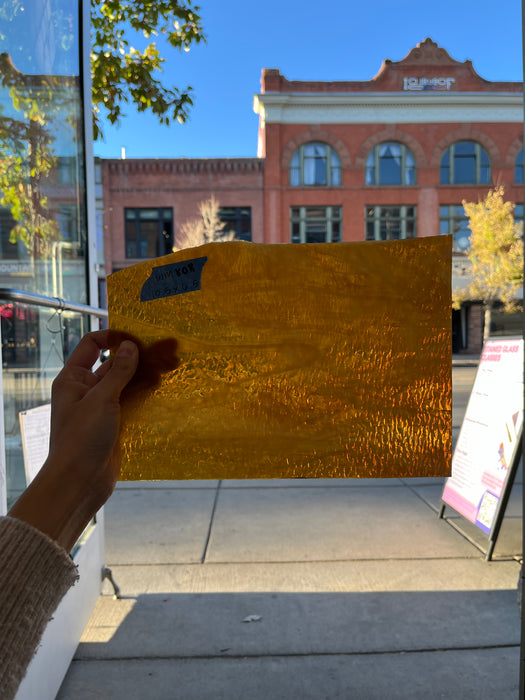 Brown and White Wispy Caramel Rippled Wissmach Sheet Glass Colorado Glassworks   