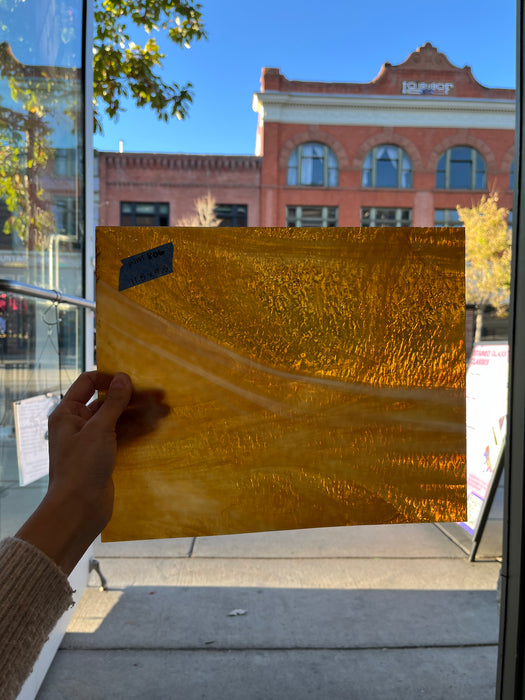 Brown and White Wispy Caramel Rippled Wissmach Sheet Glass Colorado Glassworks   