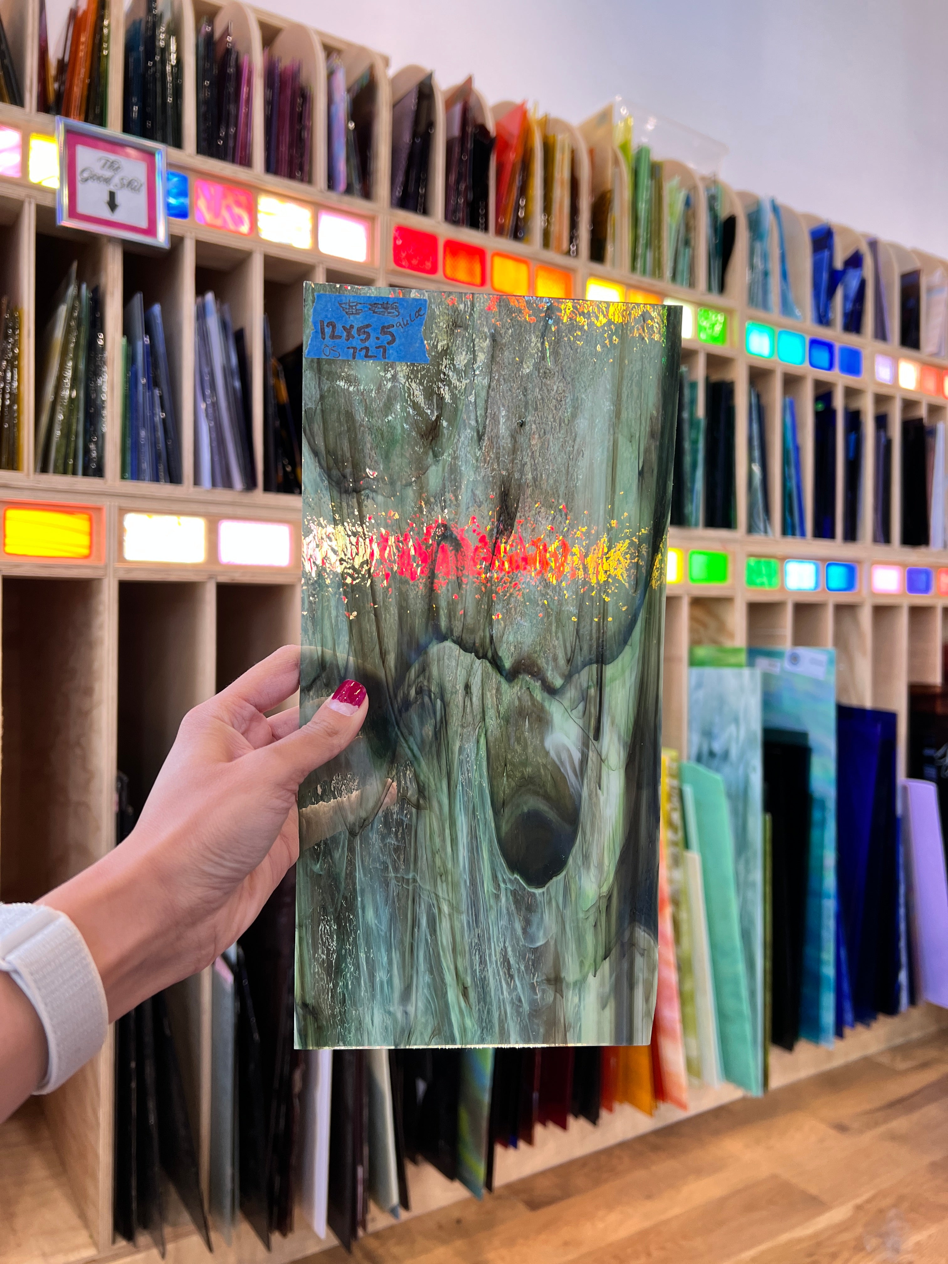 Fern Green Pearl Opal Oceanside Fusible 96 COE Sheet Glass Colorado Glassworks   