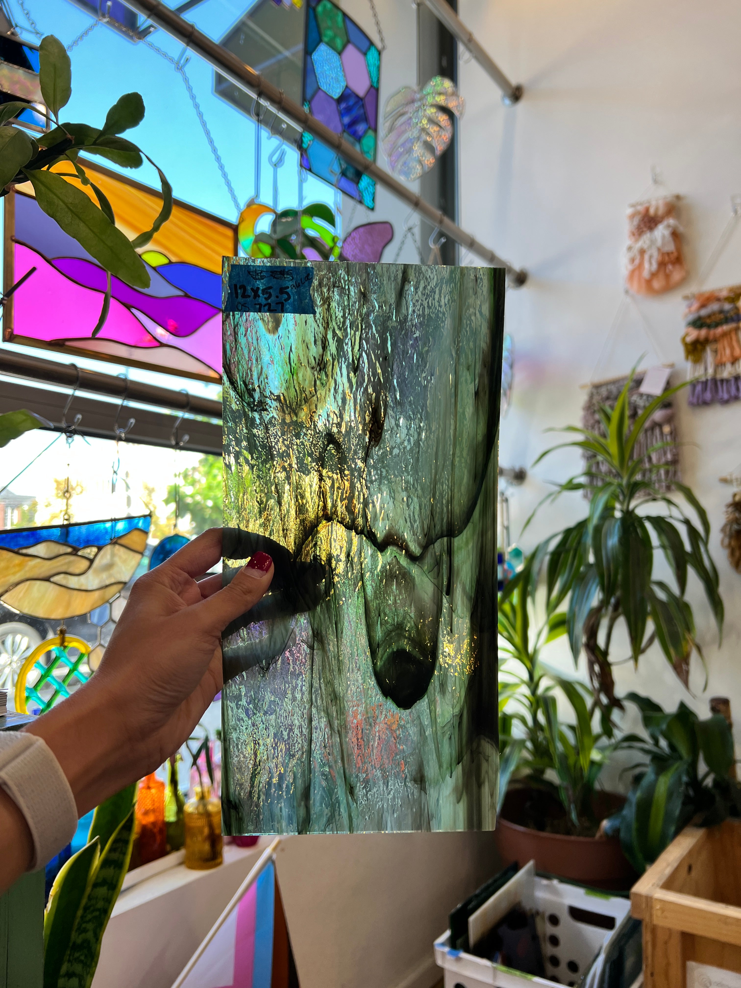 Fern Green Pearl Opal Oceanside Fusible 96 COE Sheet Glass Colorado Glassworks   