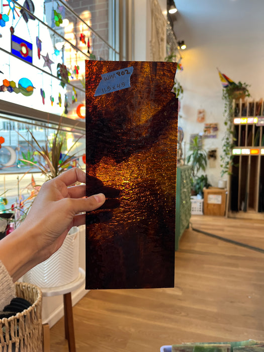 Dark Brown Wispy Dual Textured Wissmach Sheet Glass Colorado Glassworks WM802 (11.5x4.5in)  