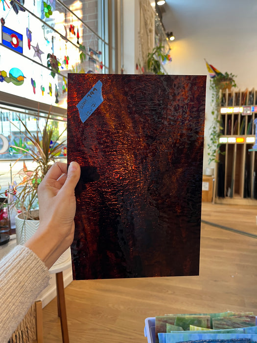Dark Brown Wispy Dual Textured Wissmach Sheet Glass Colorado Glassworks WM799 (12x7in)  
