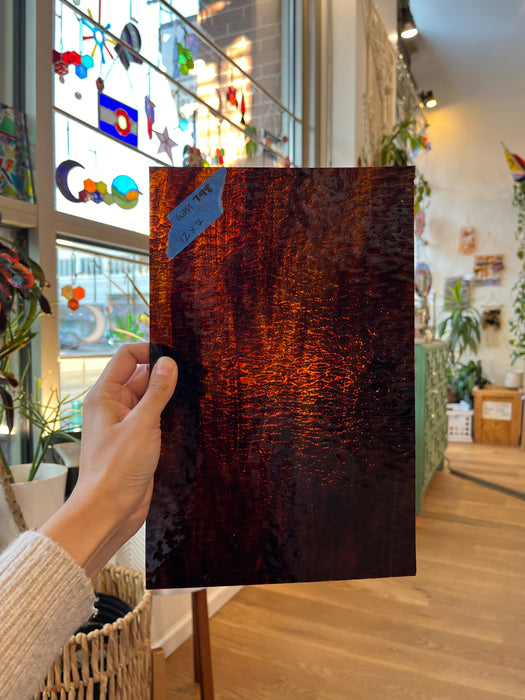Dark Brown Wispy Dual Textured Wissmach Sheet Glass Colorado Glassworks WM798 (12x7in)  