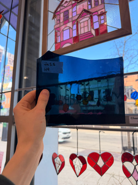 Dark Steel Blue Mouthblown GNA Sheet Glass Colorado Glassworks