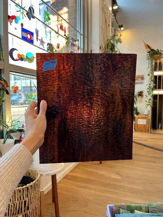 Dark Brown Wispy Dual Textured Wissmach Sheet Glass Colorado Glassworks WM792 (12x10.5in)  