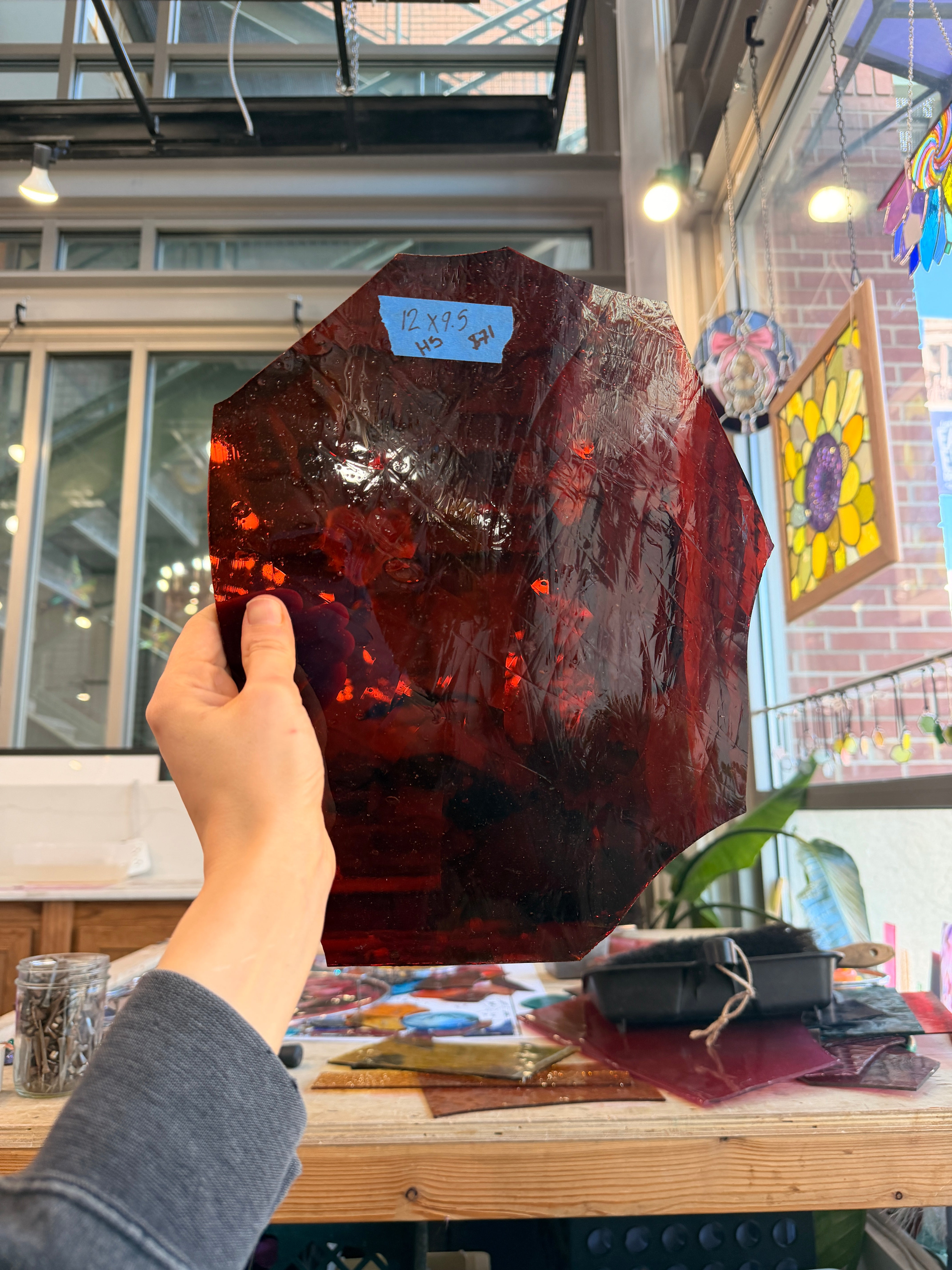 Dark Red Mouthblown Lamberts Flash Glass (clear) Sheet Glass Colorado Glassworks