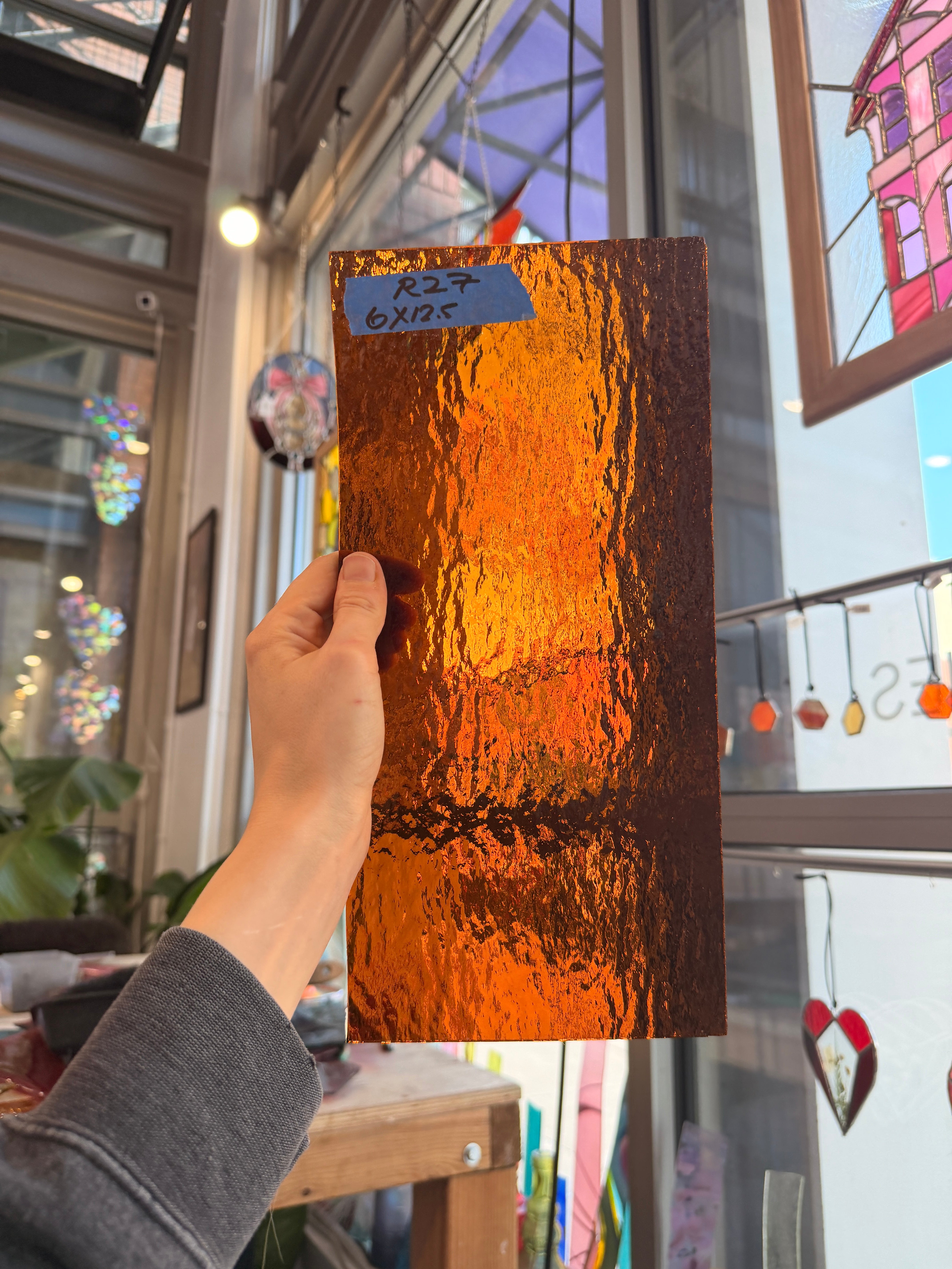 Dark Amber Rough Rolled Spectrum Vintage Sheet Glass Colorado Glass Works