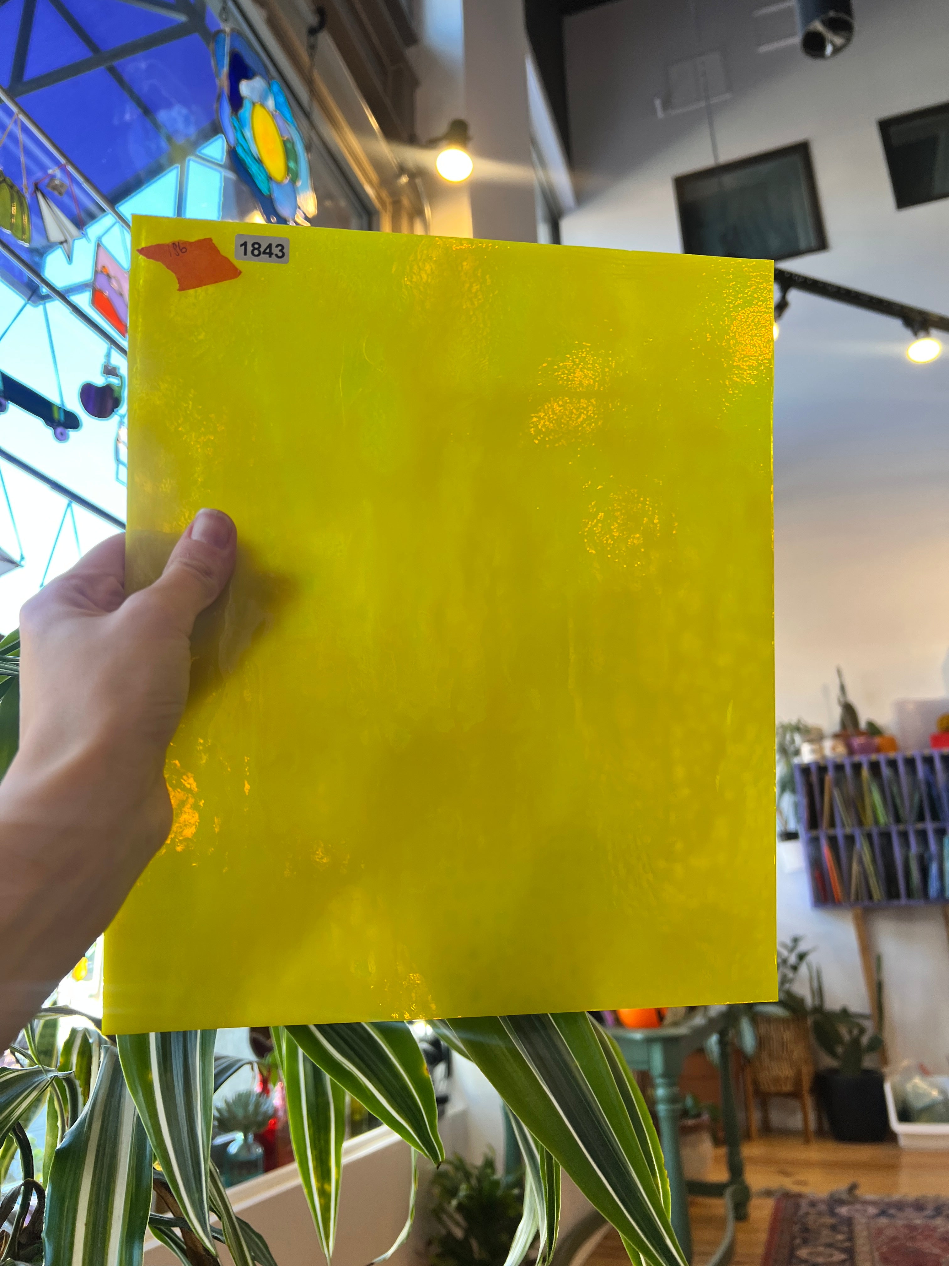 Bullseye Yellow Mottled Sheet Glass Colorado Glassworks   