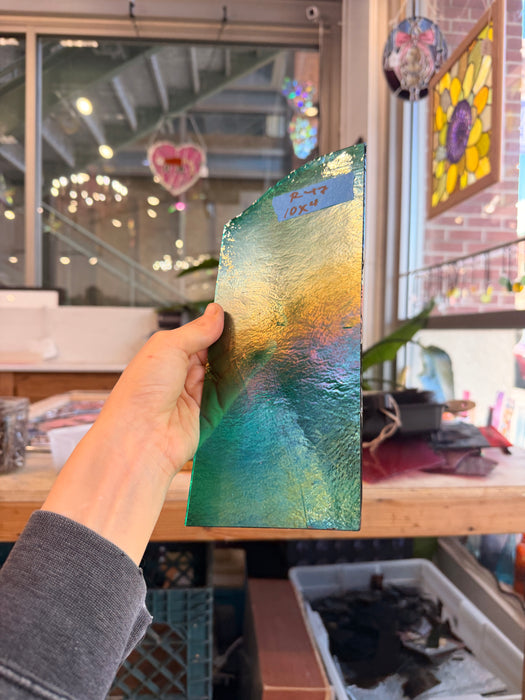 Bullseye Emerald Teal Iridescent 90 COE Sheet Glass Colorado Glassworks