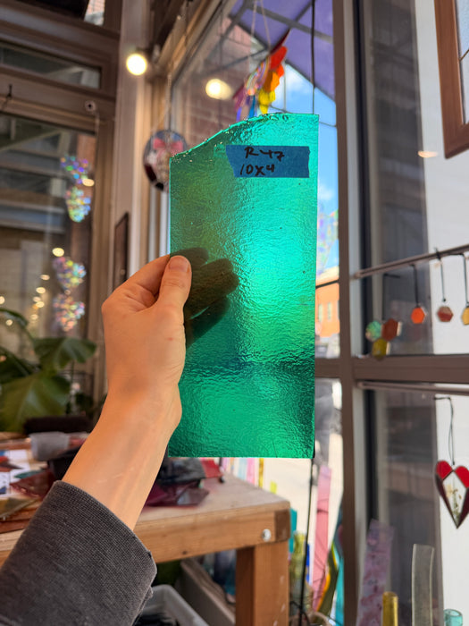 Bullseye Emerald Teal Iridescent 90 COE Sheet Glass Colorado Glassworks