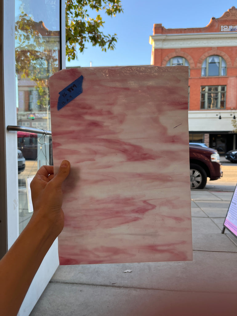 Pink White Mottled Youghiogheny  Colorado Glassworks   