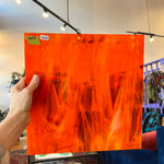 Orange White Wispy Oceanside Fusible 96 COE (OGT 379.1F) Sheet Glass Colorado Glassworks