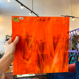Orange White Wispy Oceanside Fusible 96 COE (OGT 379.1F) Sheet Glass Colorado Glassworks