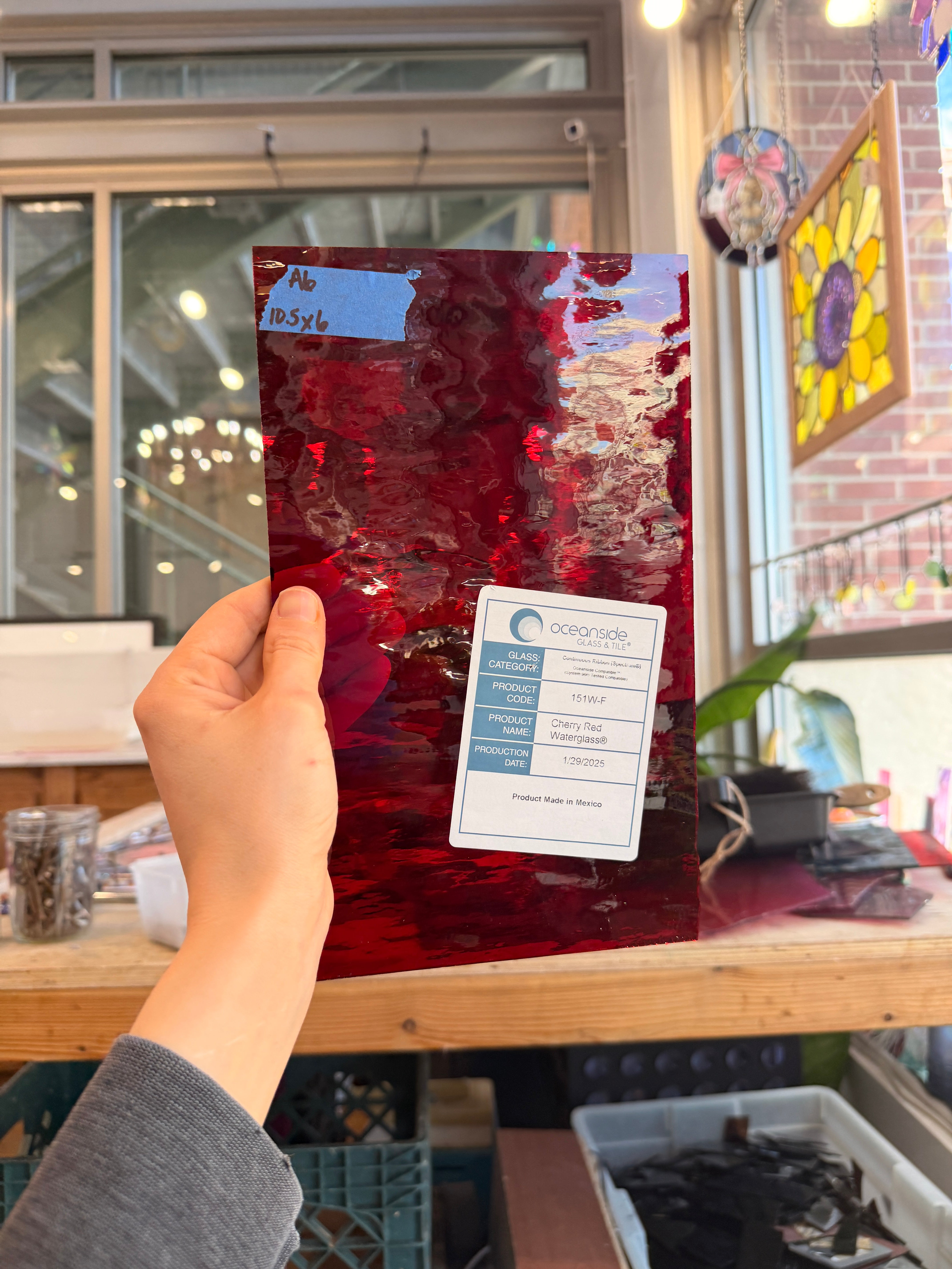 Red Oceanside Waterglass Fusible 96 COE Sheet Glass Colorado Glassworks