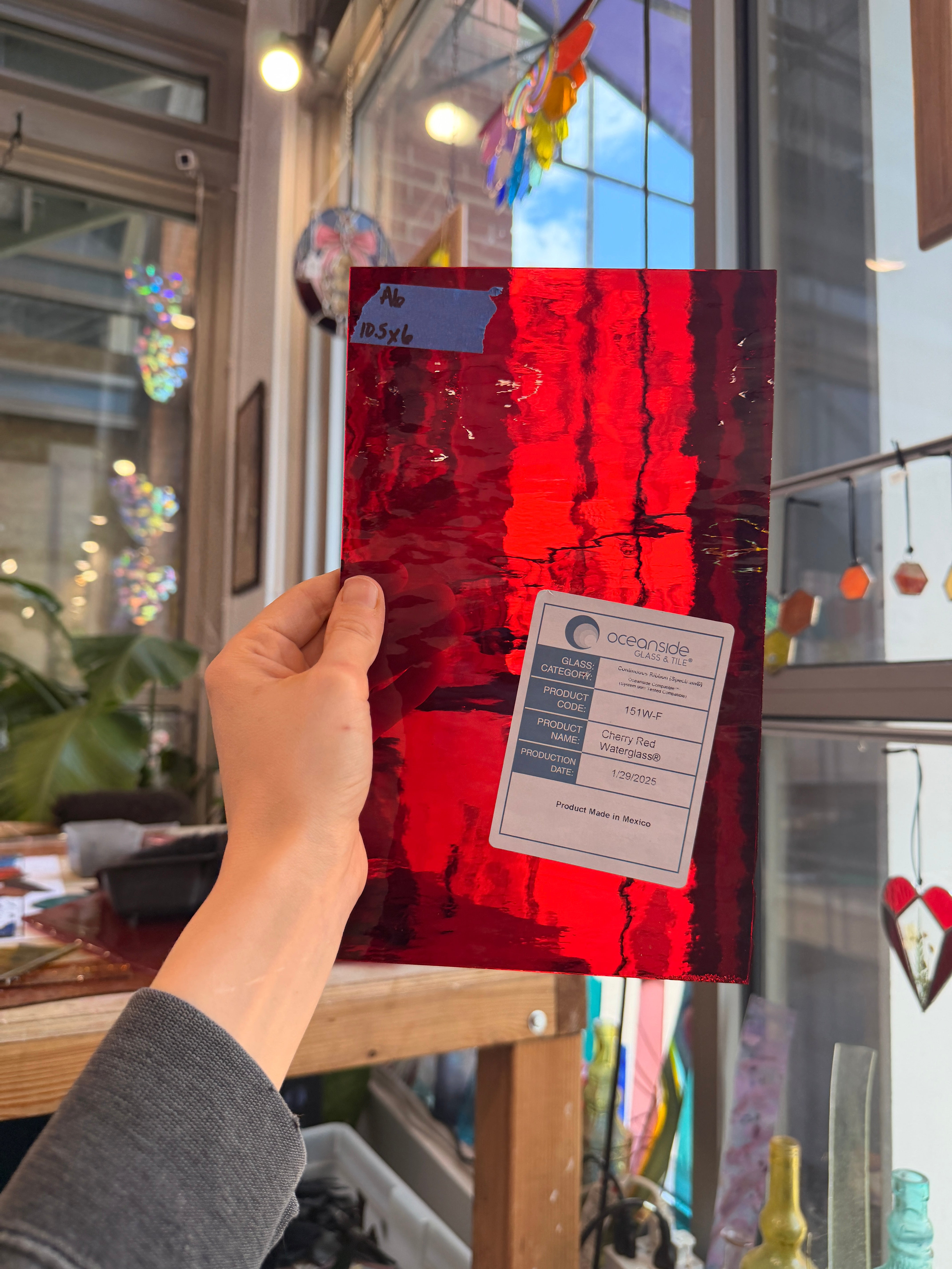 Red Oceanside Waterglass Fusible 96 COE Sheet Glass Colorado Glassworks