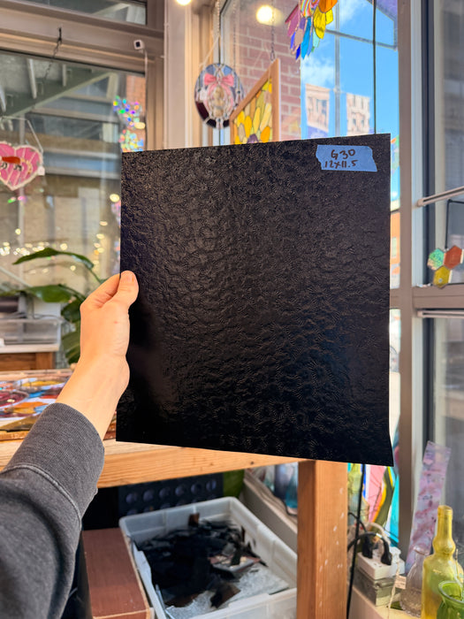 Wissmach Black Solid Florentine (Thin Fusible 96 COE) Sheet Glass Colorado Glass Works 12x11.5in (WM-98598445)