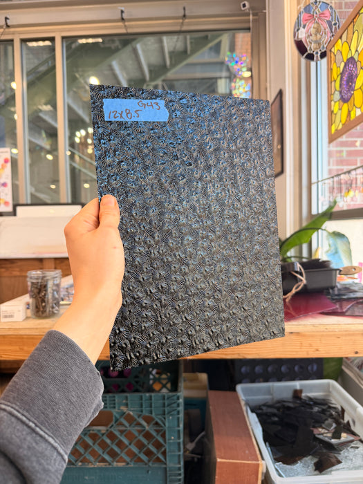 Wissmach Black Solid Florentine (Thin Fusible 96 COE) Sheet Glass Colorado Glass Works 12x8.5in (WM-99712557)