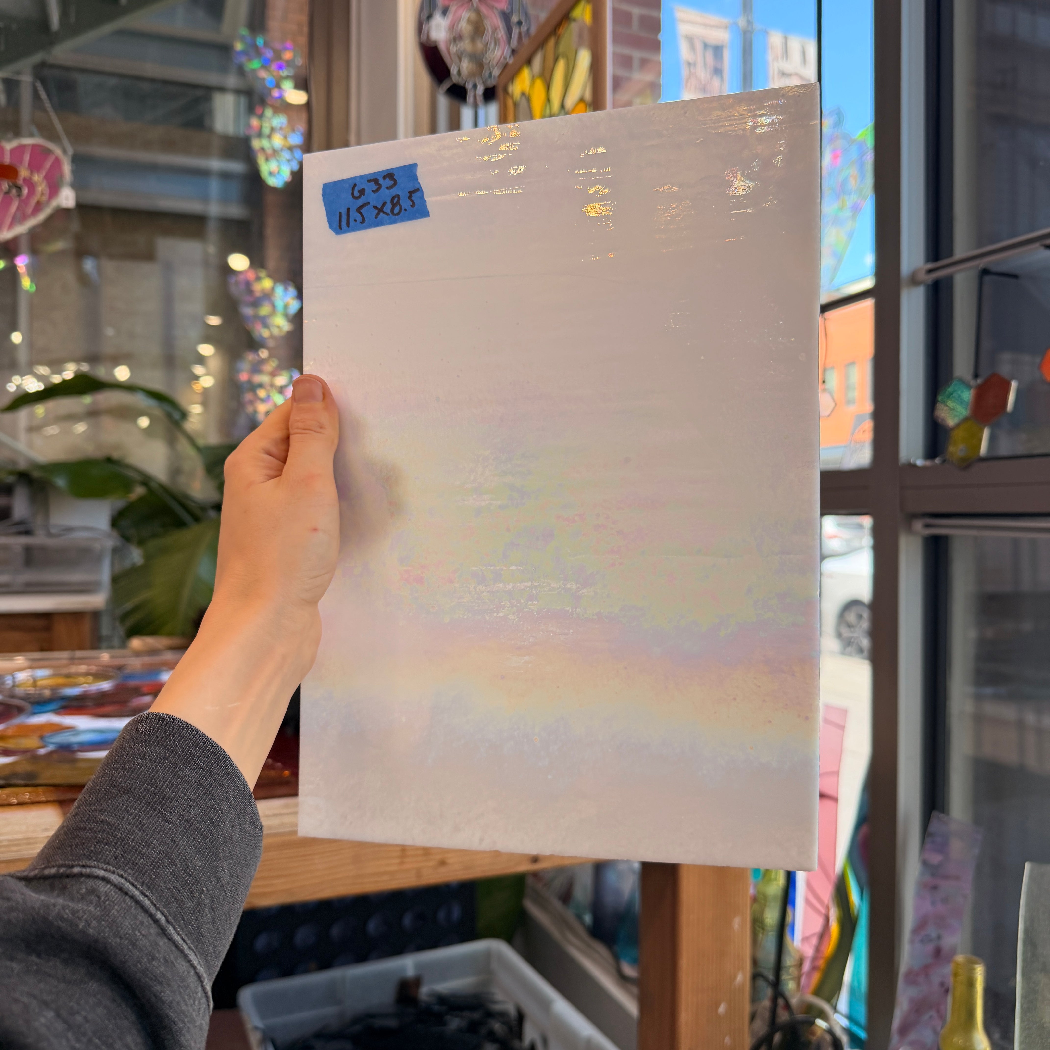 White Opaque Iridescent Wissmach (96 03 LUM) Sheet Glass Unknown