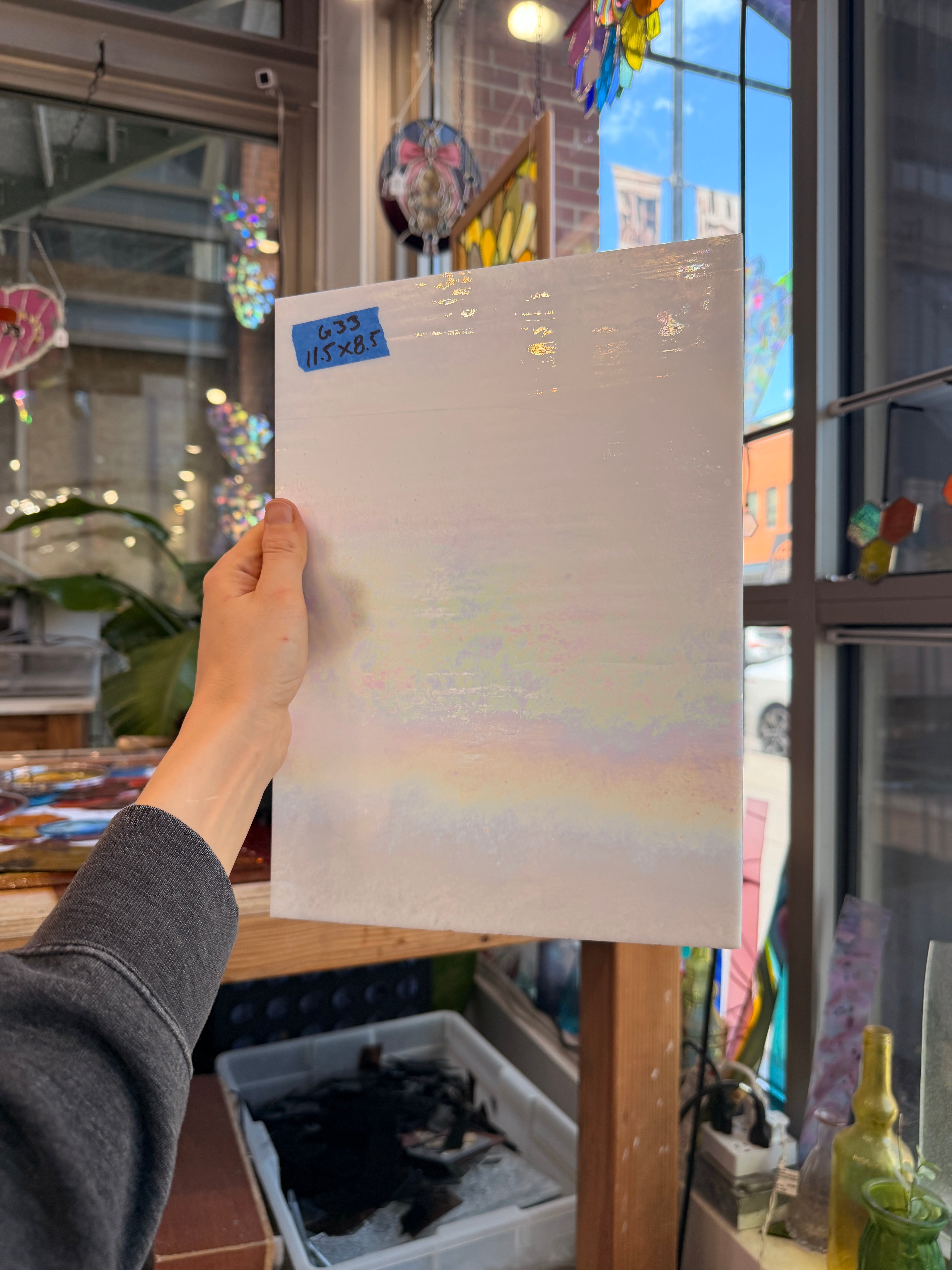 White Opaque Iridescent Wissmach (96 03 LUM) Sheet Glass Unknown