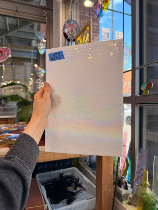 White Opaque Iridescent Wissmach (96 03 LUM) Sheet Glass Unknown