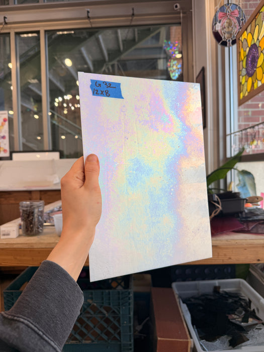 White Opaque Iridescent Wissmach (96 03 LUM) Sheet Glass Unknown 12x8in (WM-92208685)
