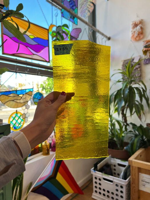 Yellow Cathedral Youghiogheny Fusible 96 COE Sheet Glass Colorado Glassworks YG741 (12x5.5in)  