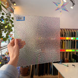Clear Hammered Iridescent Wissmach (01HAM) Sheet Glass Colorado Glassworks