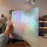 Clear Hammered Iridescent Wissmach (01HAM) Sheet Glass Colorado Glassworks