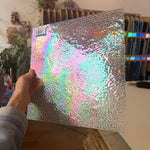 Clear Hammered Iridescent Wissmach (01HAM) Sheet Glass Colorado Glassworks