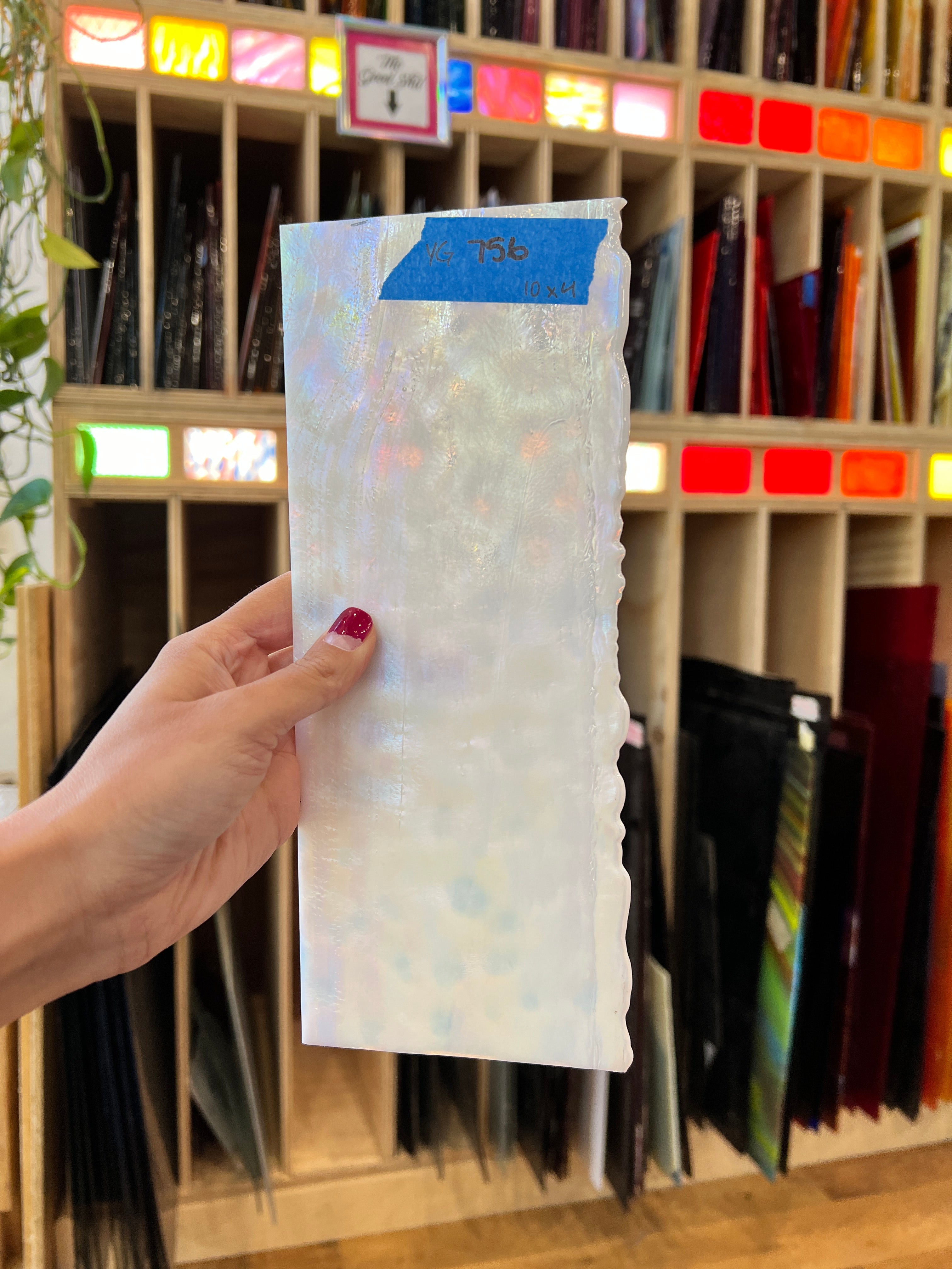 Iridescent White Mottled Youghiogheny Sheet Glass Colorado Glassworks