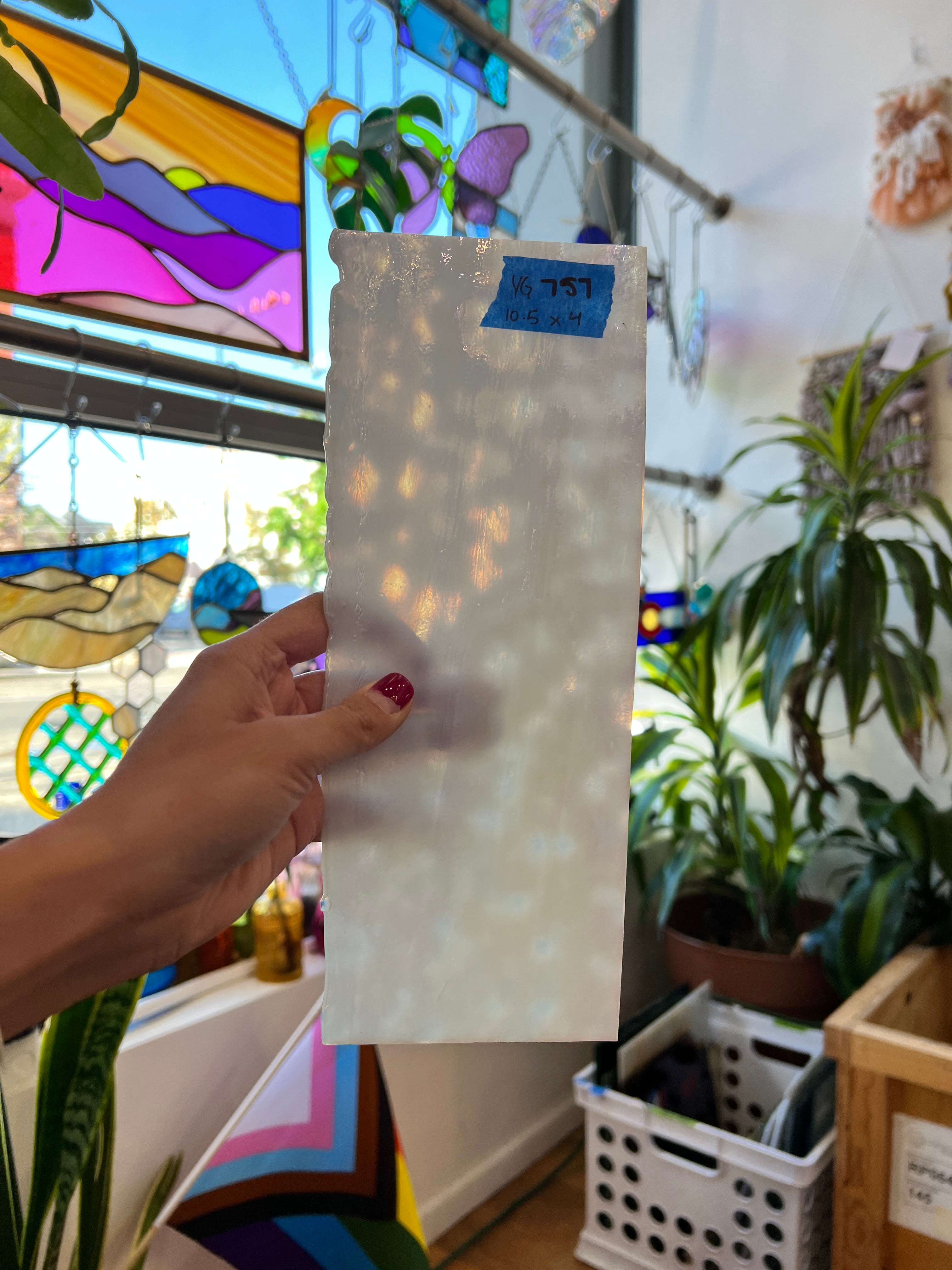 Iridescent White Mottled Youghiogheny Sheet Glass Colorado Glassworks